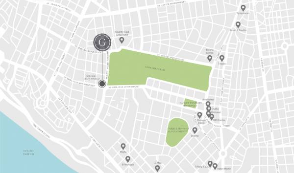 mapa de ubicación del proyecto Proyecto The Grand, San Isidro que ofrece venta de departamentos en San Isidro