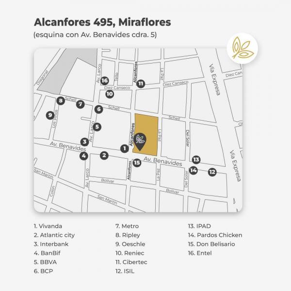 mapa de ubicación del proyecto Proyecto Green Living, Miraflores que ofrece venta de departamentos en Miraflores